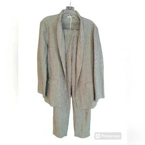 Eileen Fisher organic cotton/linen blend striped suit